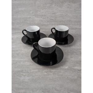 Set of 3 Signature Housewares Inc. Cup‎ & Saucers, Espresso Cups, Back & White